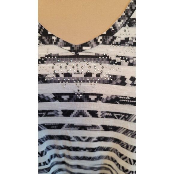Women's Style & Co. Flared Striped Embellished top, Large - Picture 5 of 8